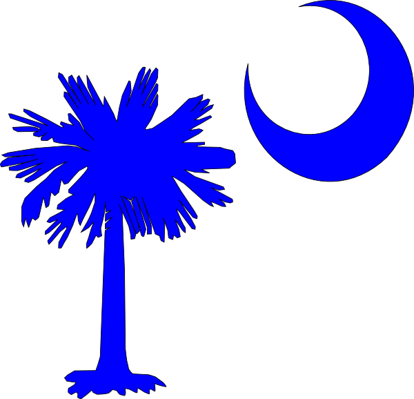 Sc Palmetto Tree Blue Right Side Moon Clip Art - Flag Of South Carolina (600x578)