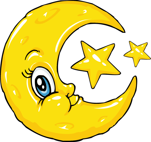 Yellow Stars And Moon - Clipart Of Moon And Stars (520x489)