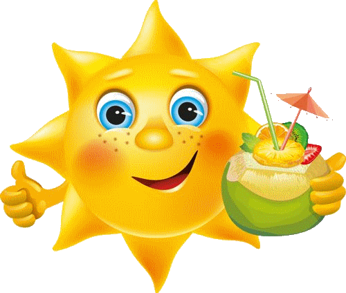Soleil Content Avec Cocktail - Sun Emoji (500x424)