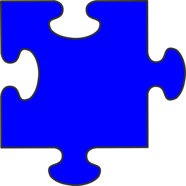 Blue Border Puzzle Piece Clip Art At Clker - Single Colored Piece Of Puzzle (600x599)