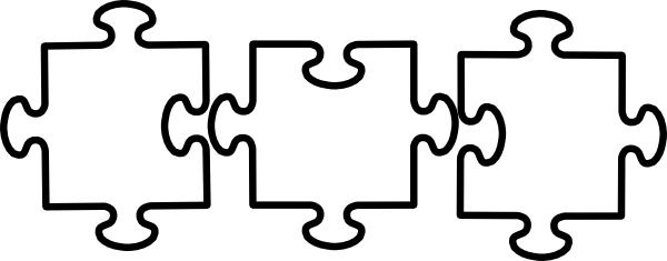 Jigsaw Clipart Black And White - Jigsaws Black And White (600x235)