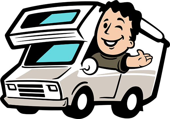 Rv Trailer Cartoon Clipart - Cartoon Rv (595x415)