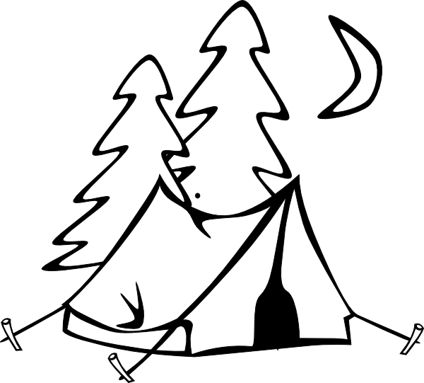 Tent Clip Art - Black And White Tents (600x541)