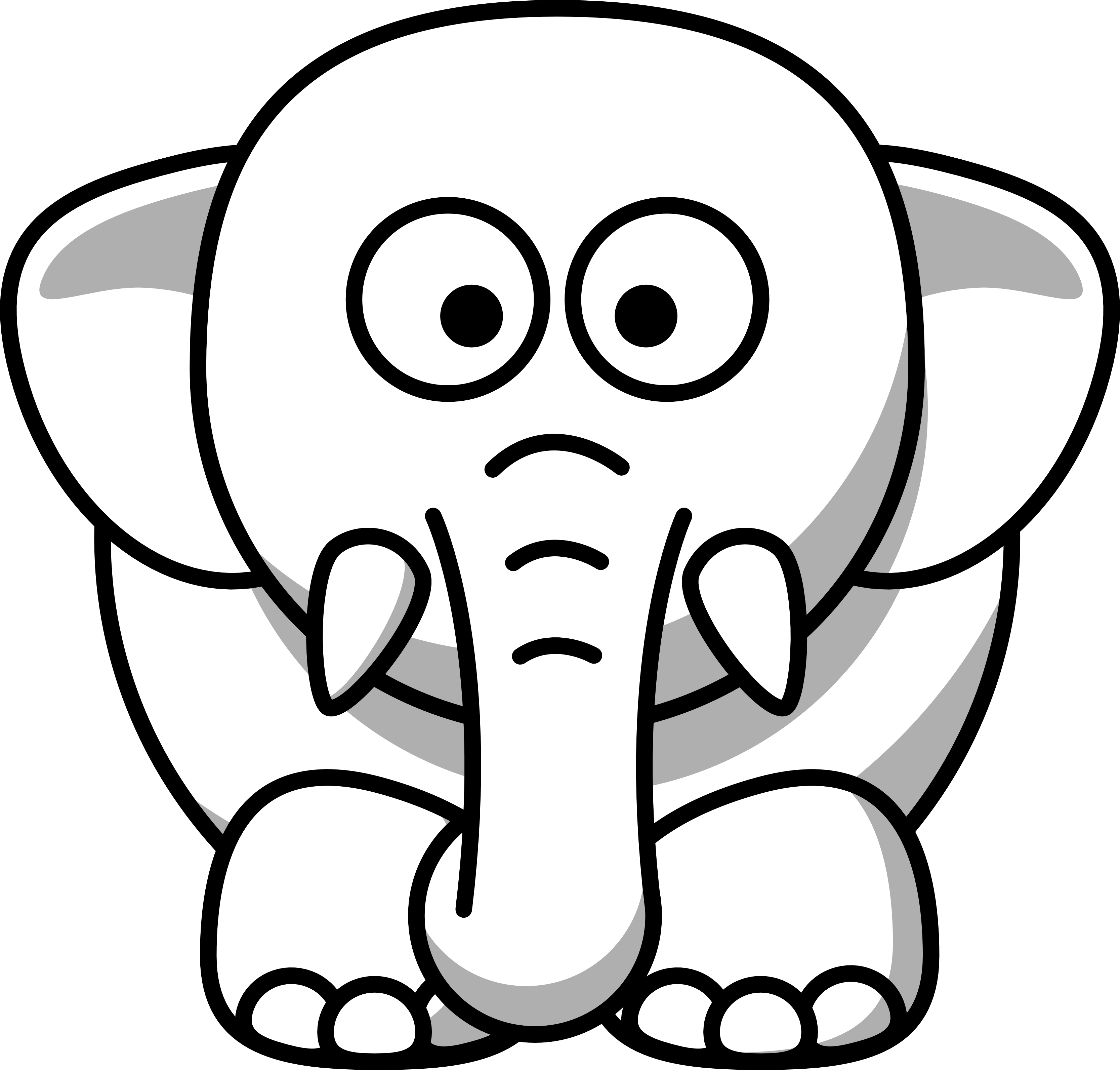 Baby Animal Clipart Black And White - Animal Black And White Clip Art (3333x3183)