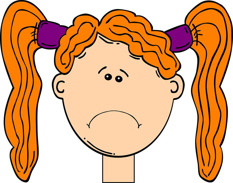 Winsome Design Sad Face Clipart Redhead Child Head - Sad Girl Face Clip Art (916x720)