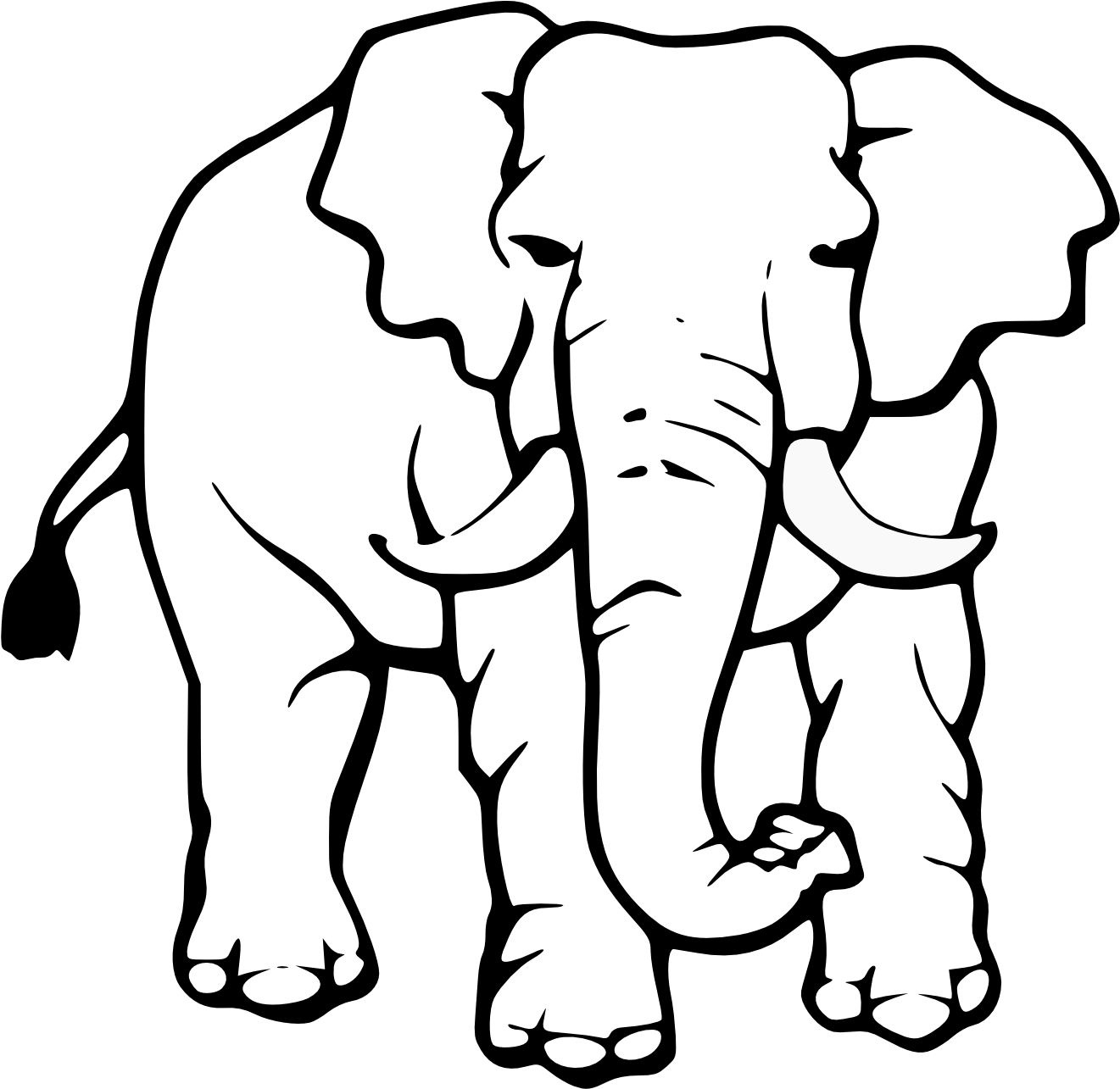 Elephant Black And White Cute Elephant Clipart Black - Elephant Drawing Black And White (1331x1295)