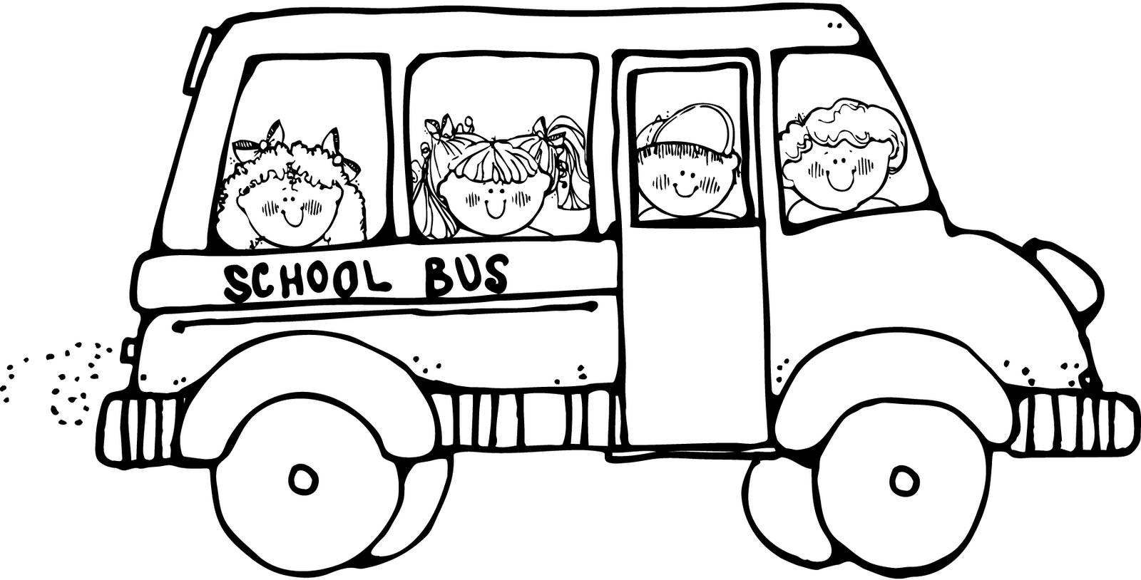 Field Trip Clipart - School Bus Clipart Black And White (1600x814)