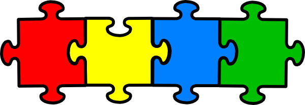 Multi Color Puzzle Clip Art At Clker - Puzzle Color Png (600x206)