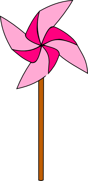 Hot Pink And Light Pink Pinwheel Clip Art - White And Pink Pinwheel (288x590)