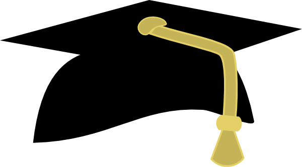 Graduation Cap Clip Art Free - Black And Gold Graduation Cap (600x333)