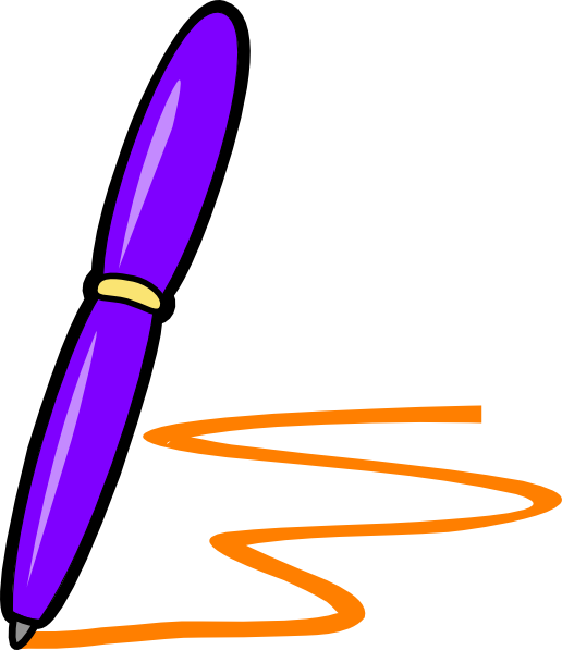 Lilac Pen Orange Writing Clip Art At Clker - Writing Clipart Transparent Background (516x597)
