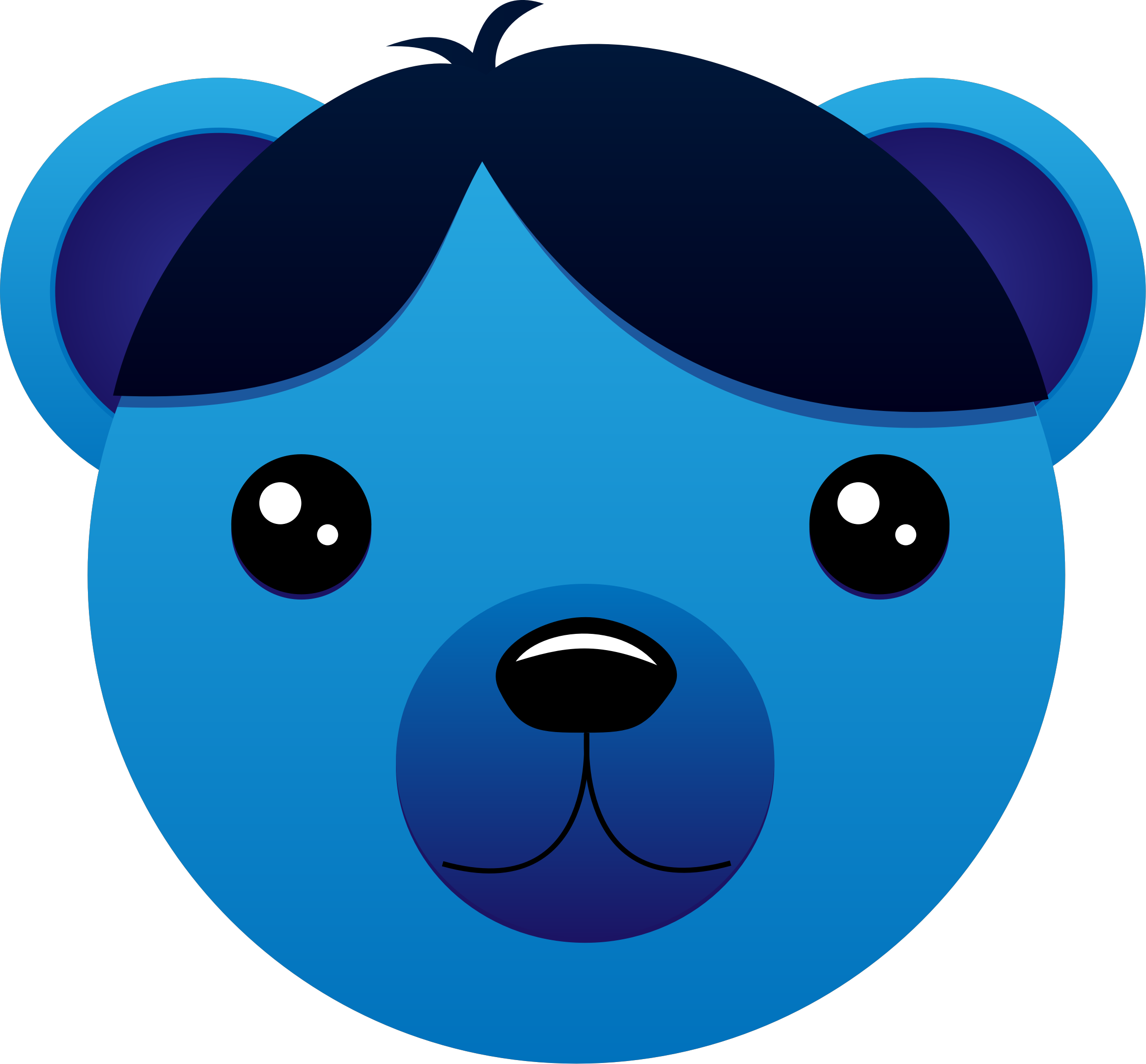 Hair Clipart Blue - Cute Kawaii Notebook: Fred The Blue Bear,100 Lined (2333x2167)