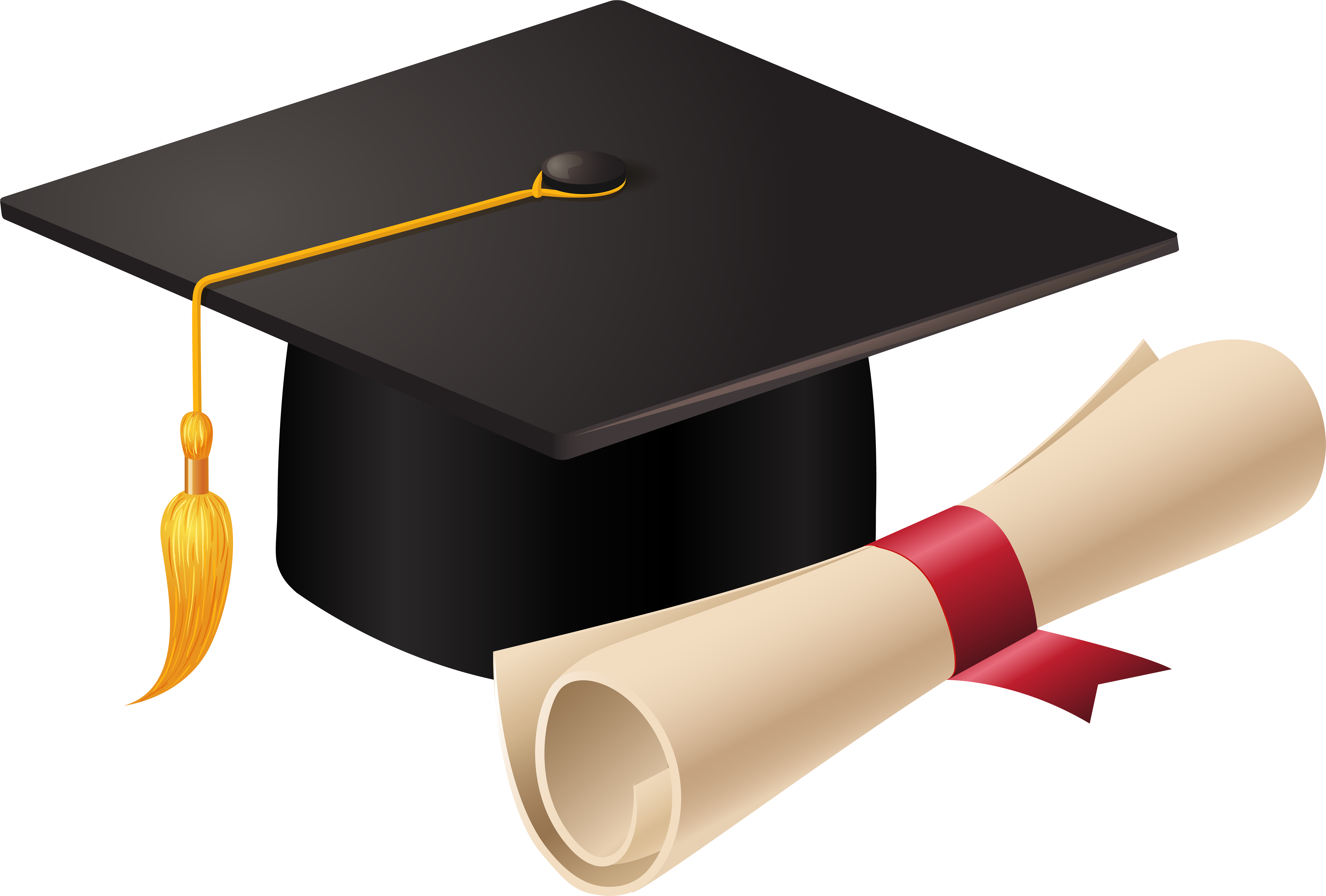 Graduation Cap And Diploma Png Clip Art - Graduation Cap And Diploma Clipart (8000x5464)