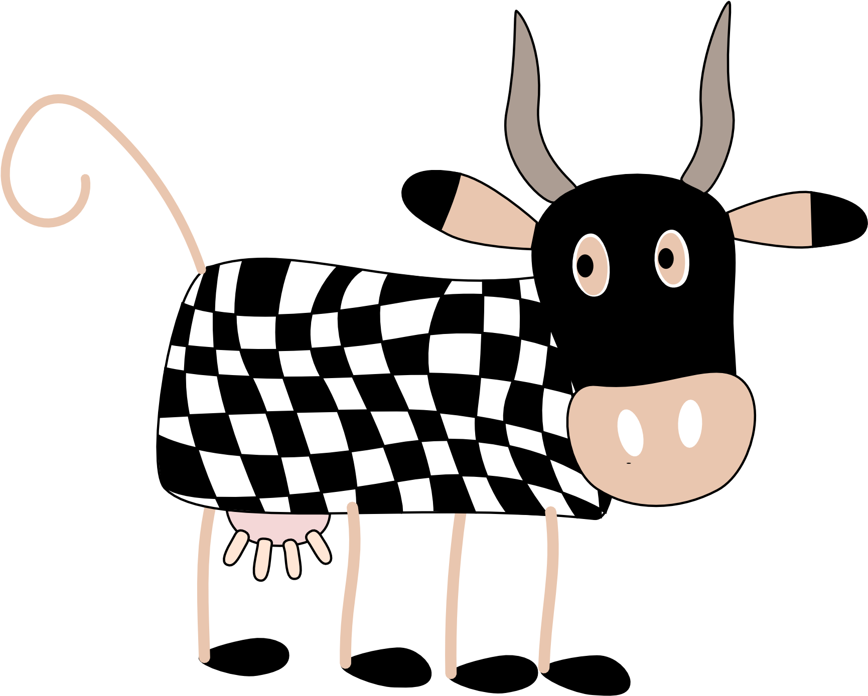 Cows Visual Effects Insert Tiger Geometry Clipartist - Custom Cartoon Cow Shower Curtain (1969x1639)