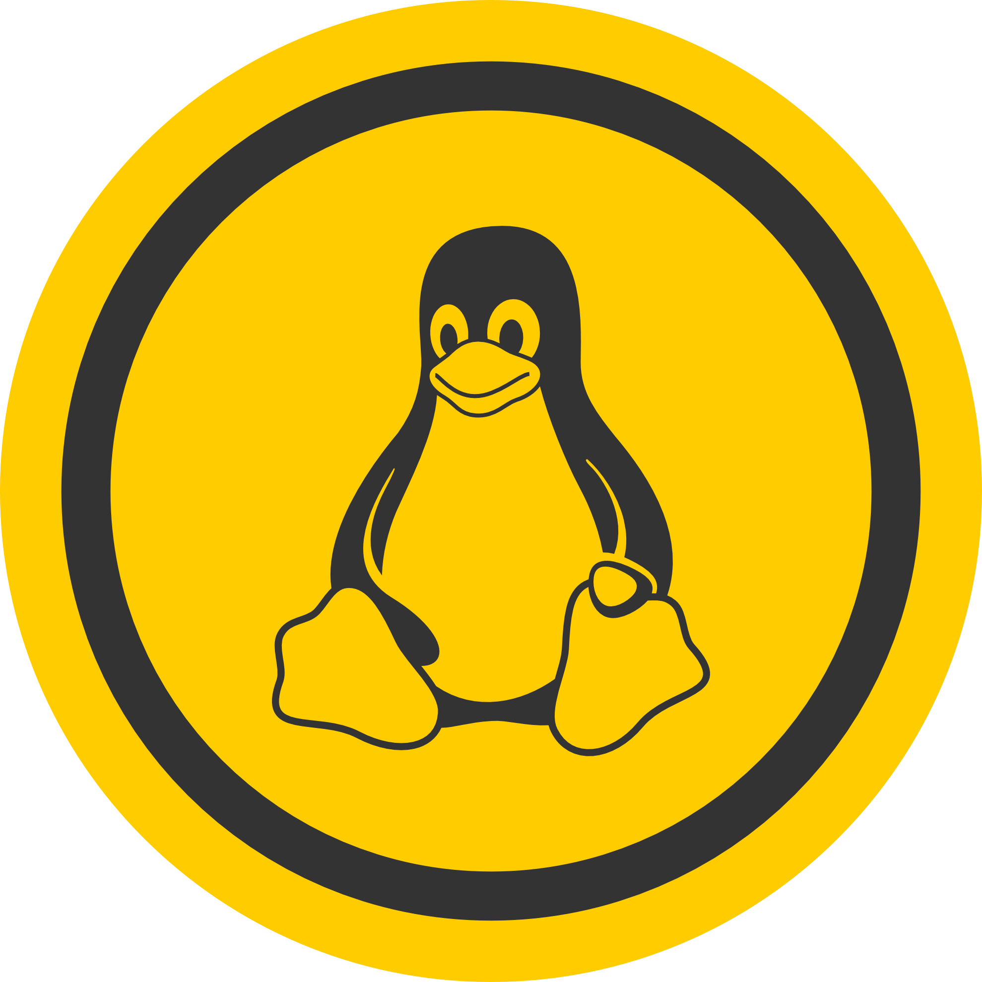 Tux Badge Orange - Linux Tux Icon (1979x1979)