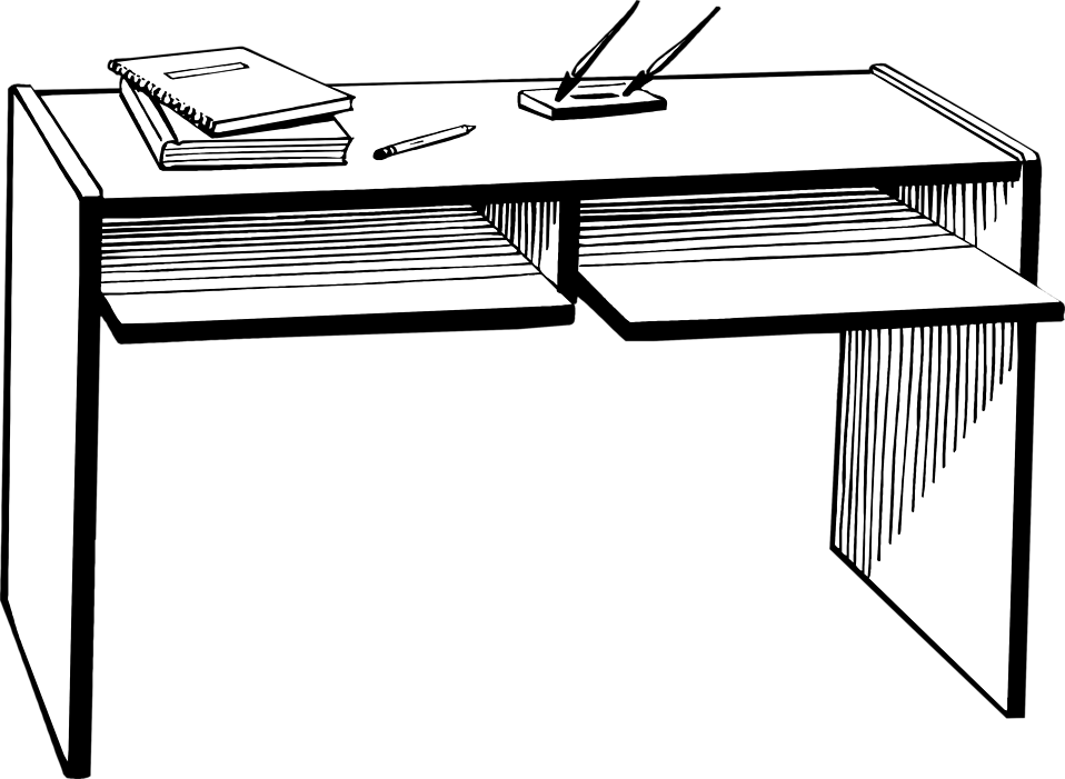 Desk Clipart No Background Collection - Desk Clipart Black And White (958x701)