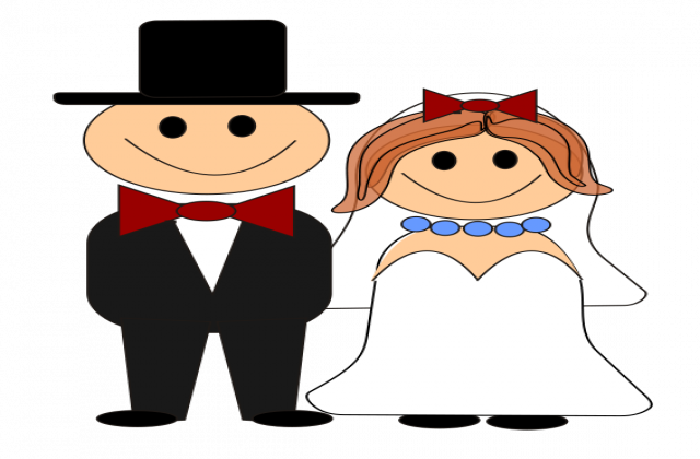 Bride And Groom Free Cartoon Bride Groom Clip Art Litle - Bride And Groom Cartoon (640x420)