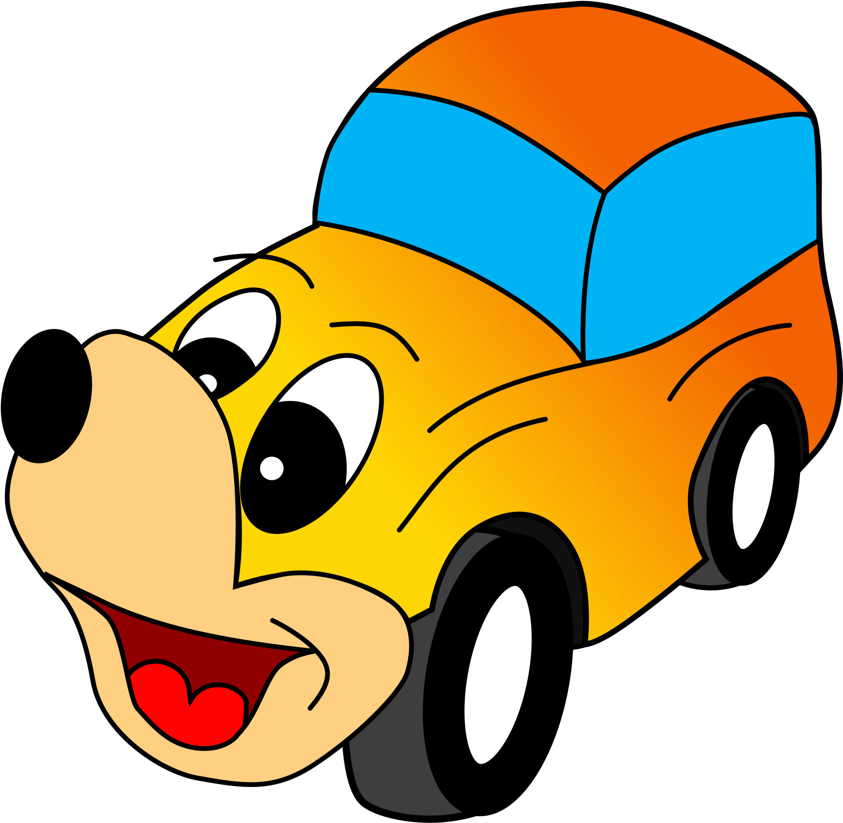 Comic Yellow Car Clipart, Vector Clip Art Online, Royalty - Comic Car (2400x2400)