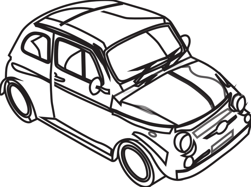 Car Clip Art Black And White - Black And White Drawing Of Car (830x619)