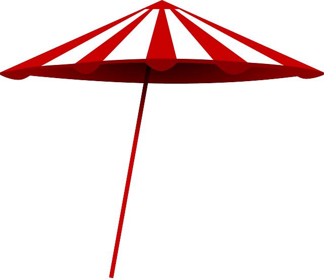 Red, Umbrella, Beach, Sun, White, Cartoon, Free, Summer - Beach Umbrella Clip Art (640x552)