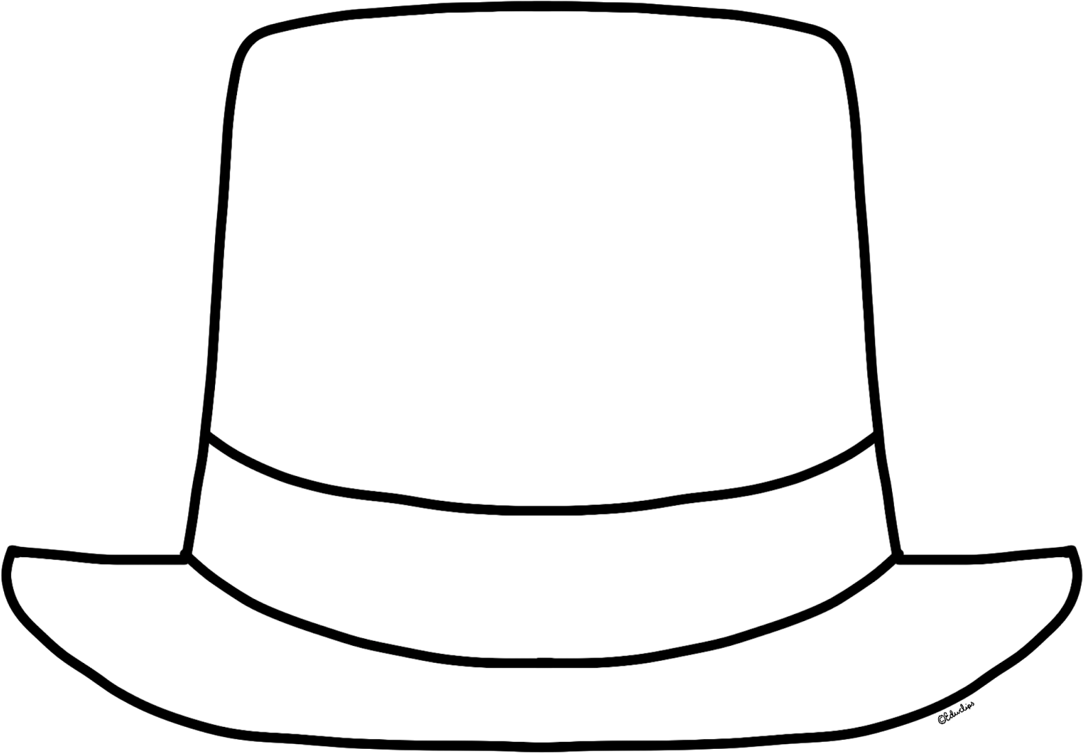 {free} Blank New Year Top Hat Clip Art - New Years Hat Outline (1600x1116)