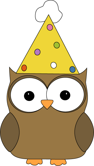 Owl Wearing Party Hat - Owl With A Birthday Hat (325x573)
