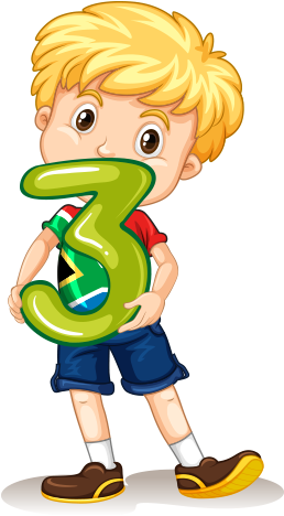 Clipart 3 Rakamını Tutan Erkek Çocuk - South Africa Clip Art (400x500)