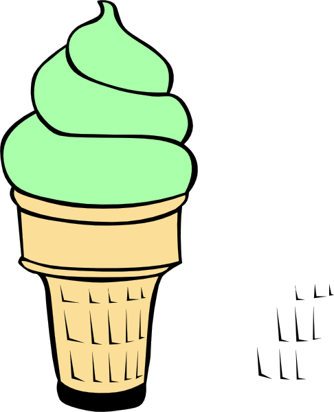 Pistachio Ice Cream Cone At Vector Image - Green Ice Cream Cone Clipart (486x600)