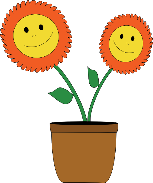 Smiley Sun Flowers - اصيص كرتون (512x613)