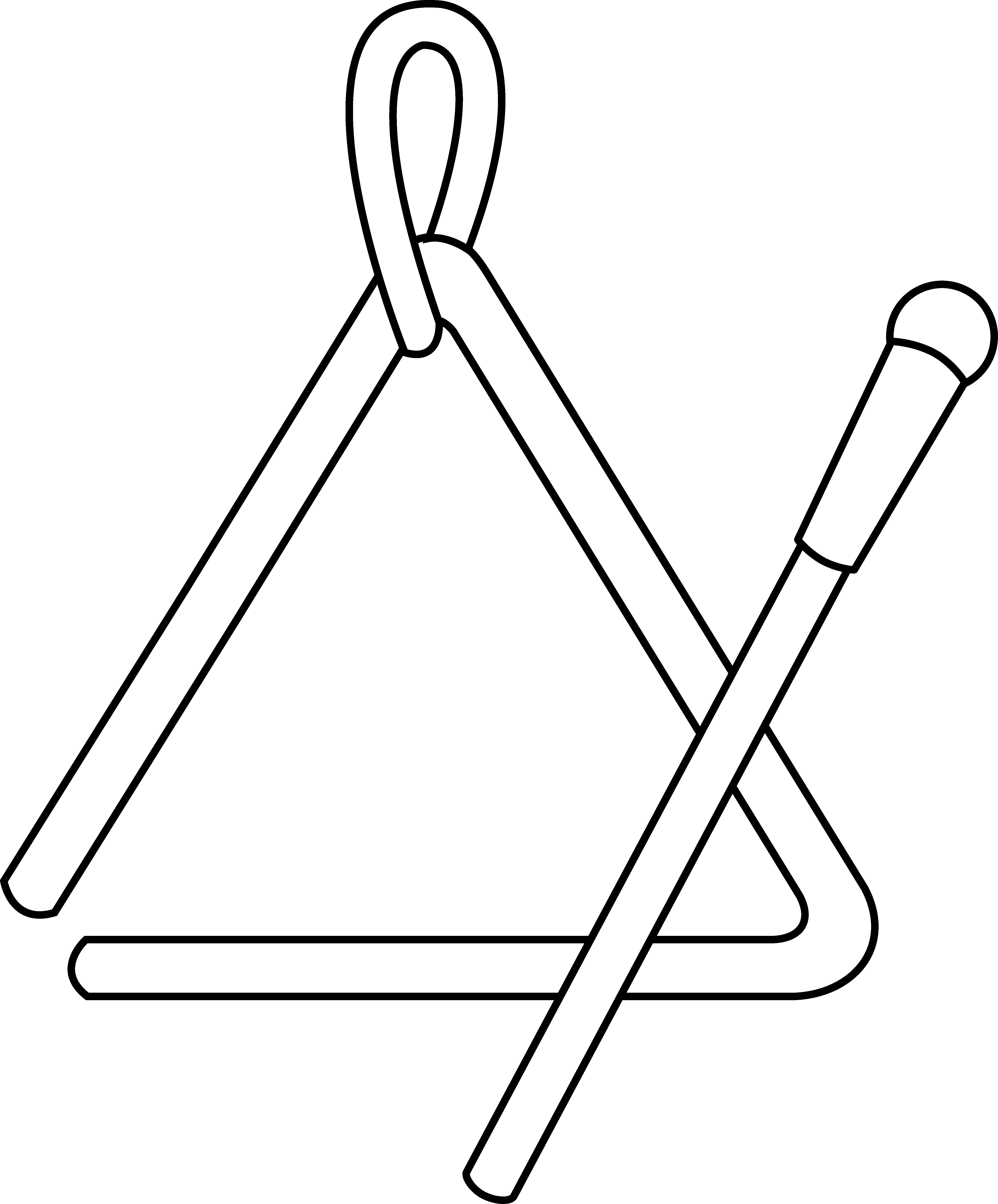 Instrument Clipart Black And White - Triangle Instrument Coloring Page (5057x6102)