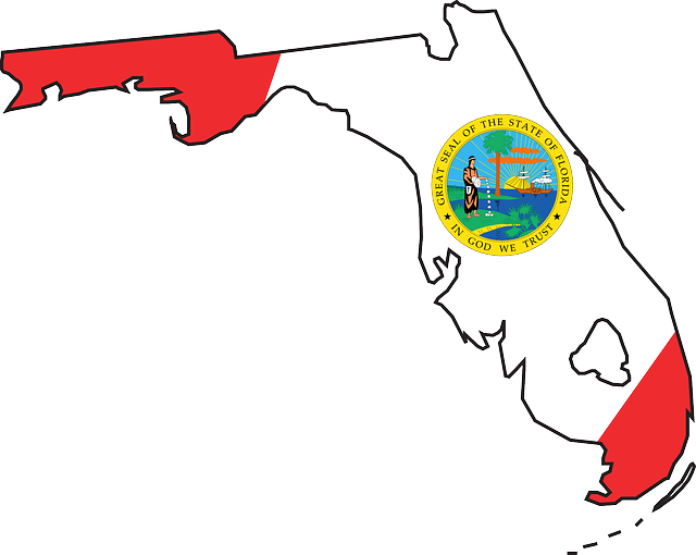 Dark Blue Florida Clipart - Florida State Flag Map (640x510)