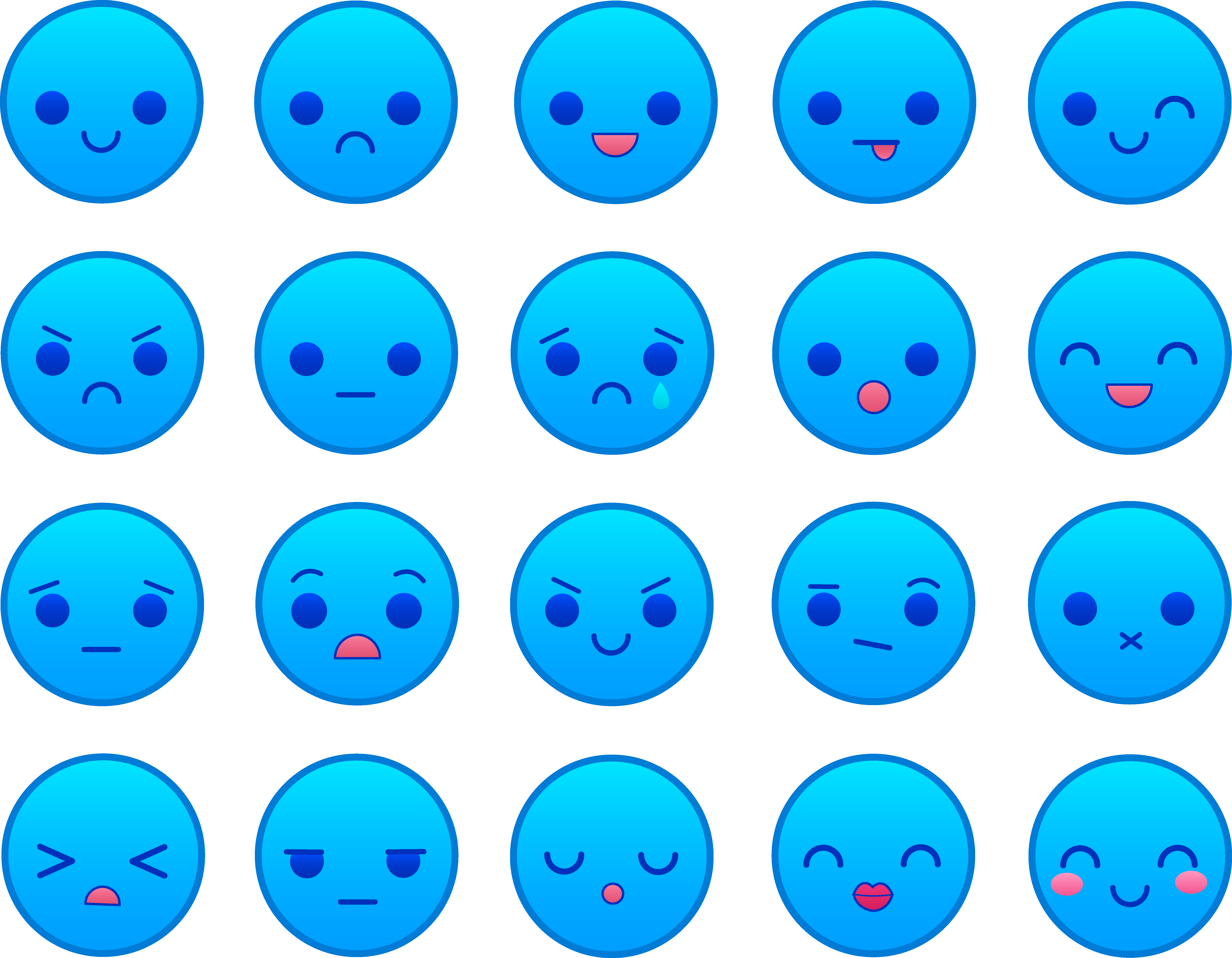 Blue Emoticons Set - Symbol (6763x5262)