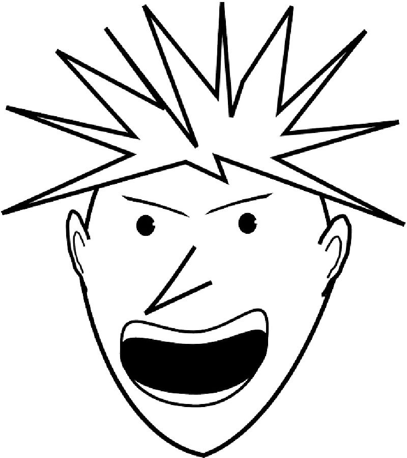 People, Boy, Man, Angry, Punk, Face, Person - Clip Art Black And White Angry (800x899)