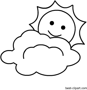 Free Clipart Of Black And White Sun And Cloud - White (350x350)