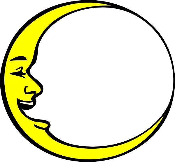 Crescent Moon Smiling Clip Art - Man In The Moon (600x557)