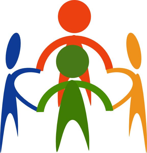 Bright Colors Clip Art At Clker - People Holding Hands Cartoon (576x598)