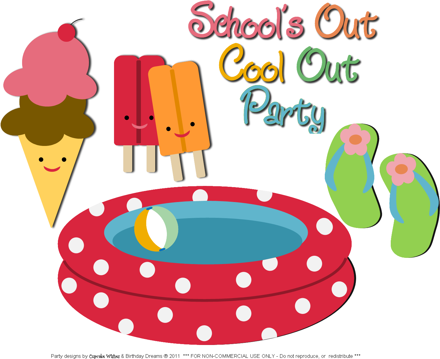 Schools Out Clip Art For Summer Cliparts - Free Pool Party Clip (1510x1308)