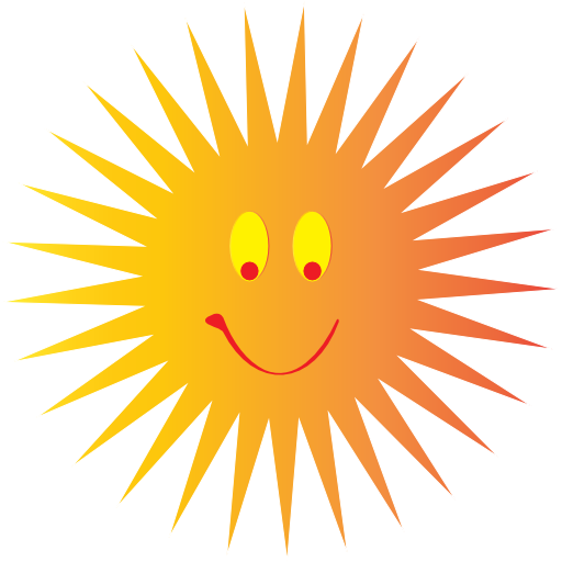 Happy Smiley Hot Sun Clipart - Sun Vector (512x512)