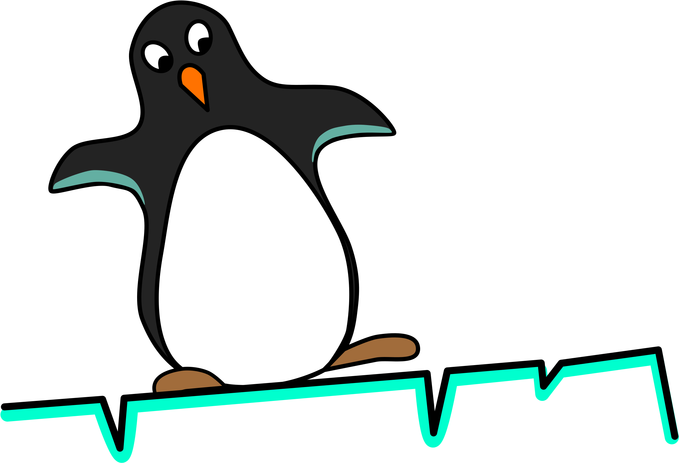 Free Cartoon Penguin Sliding On Ice Clip Art - Penguin On Iceberg Clipart (2400x1671)