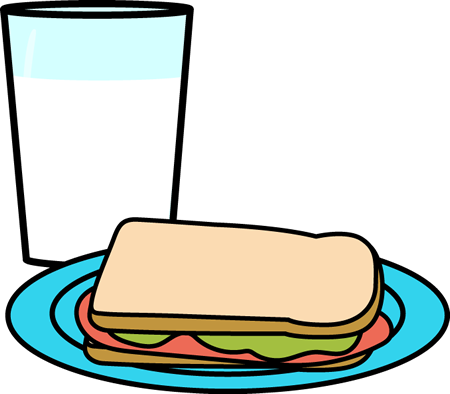 Milk Clip Art - Cartoon Sandwich On Plate (450x394)