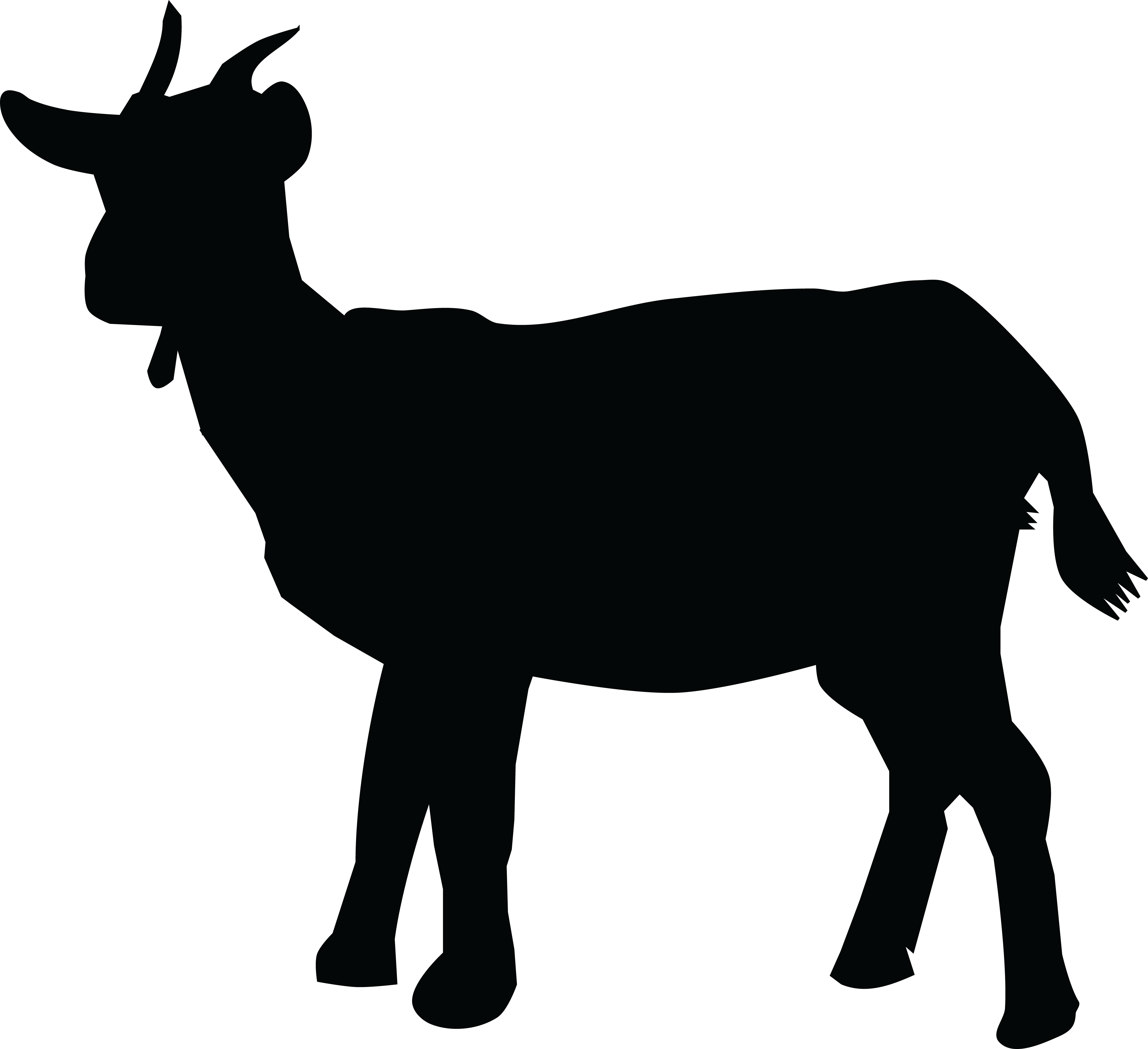 Free Clipart Of A Silhouetted Goat - Goat Silhouette (4000x3657)