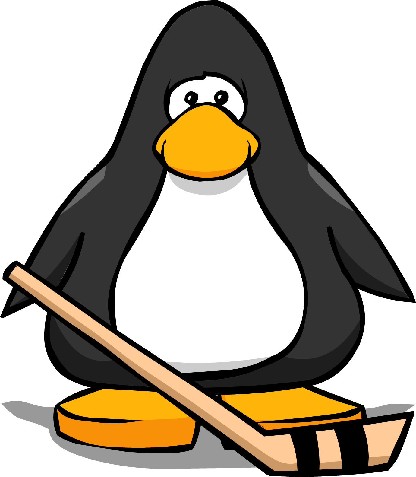 Hockey Stick From A Player Card - Penguin With Hockey Stick (1380x1581)