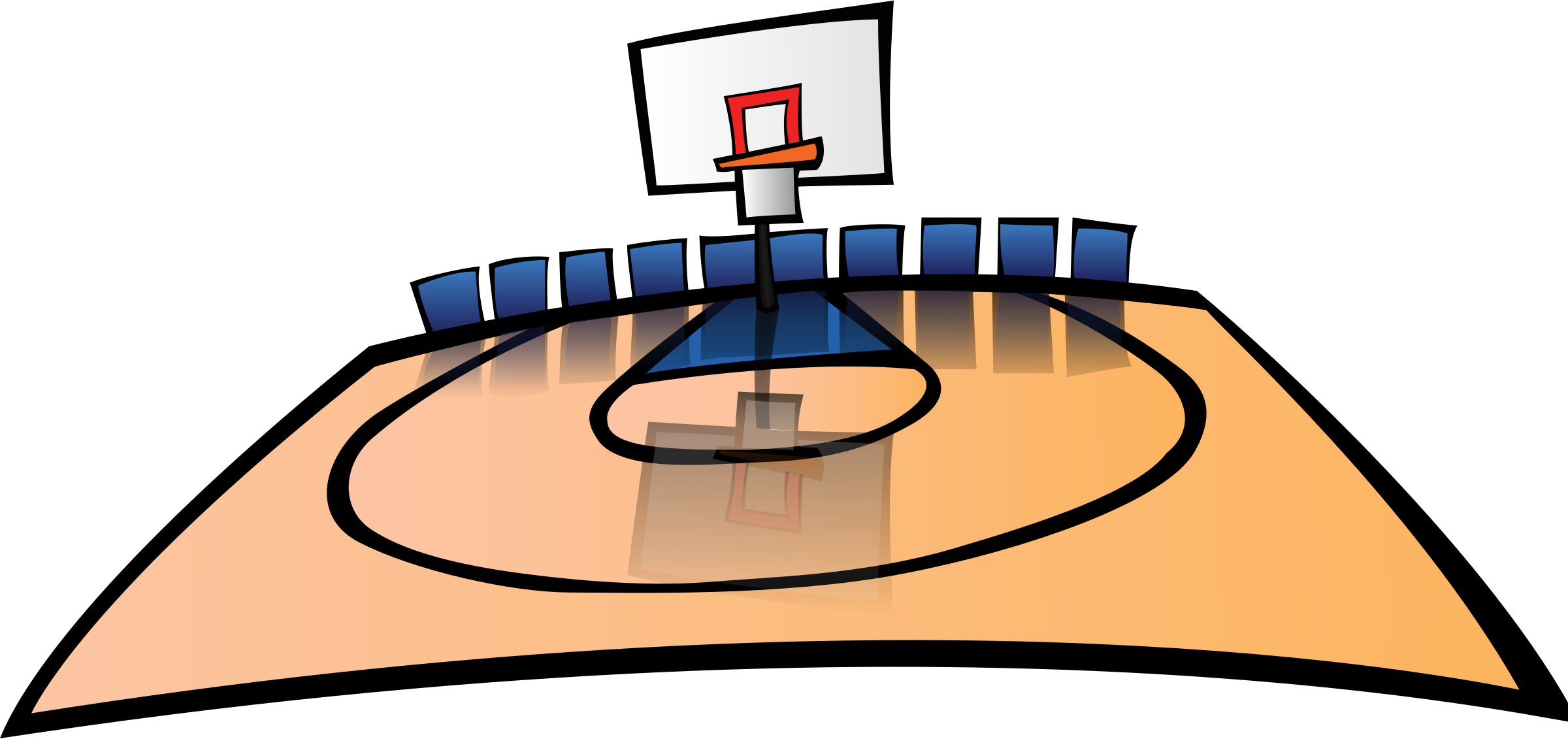 Clipart Basketball Court - Basketball Court Cartoon (2400x1131)