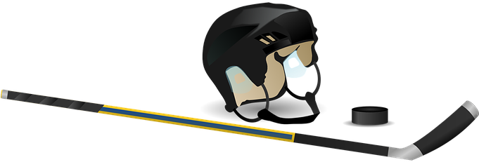Hockey Ice Hockey Puck Hockey Stick Game H - Hockey Helmet And Stick (680x340)