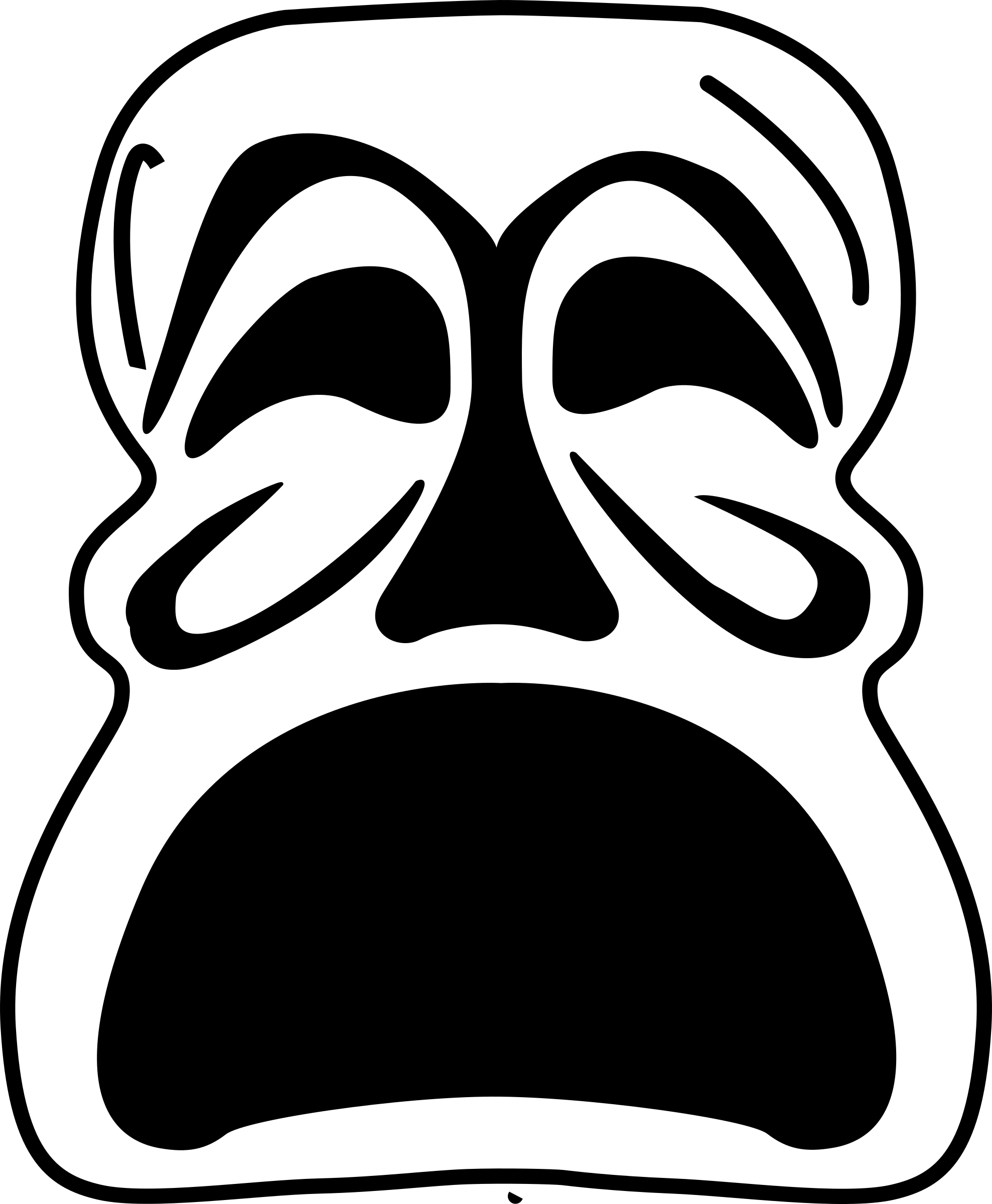 Mask Afraid Clip Art - Sad Mask Clipart (1977x2400)