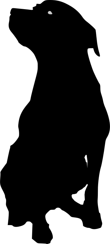 Rottweiler Dog Silhouette Clip Art - Outline Of Dog Sitting (362x800)