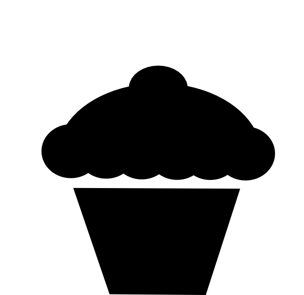 Polka Dot Cupcake Black Clip Art - Cupcake Silhouette Vector Png (600x582)