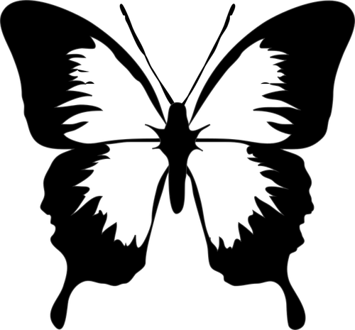 194 Free Butterfly Vector Clip Art Public Domain Vectors - Black And White Butterfly (500x465)