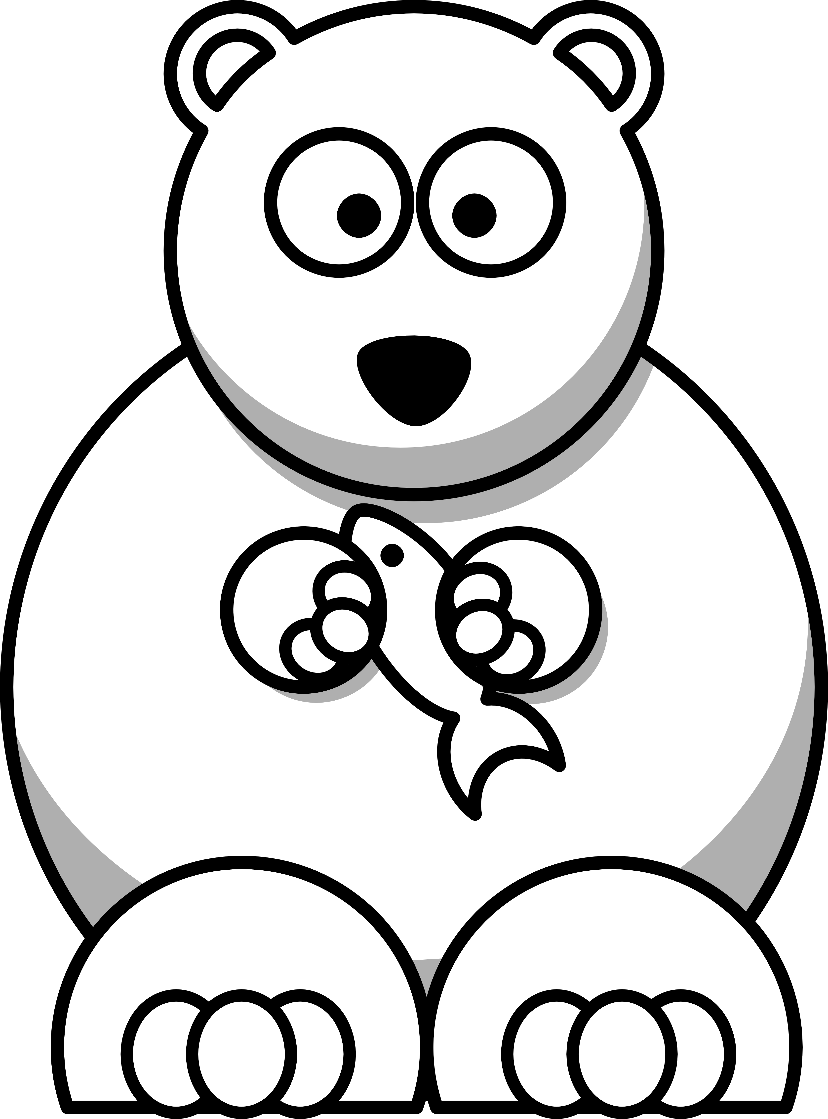 Lemmling Cartoon Bear Black White Line - Cartoon Polar Bear Drawing (3333x4501)