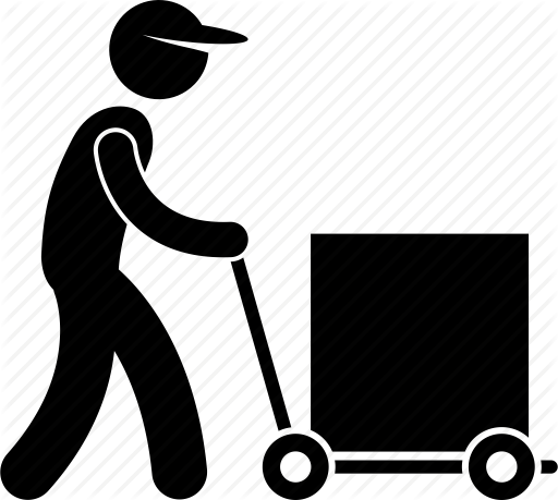 Delivery, Man, Occupation, Operator, Staff, Warehouse, - Pushing Cart Icon (512x459)